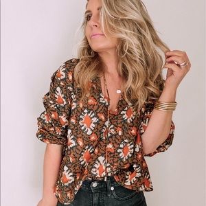 Free People Willow Printed Blouse 